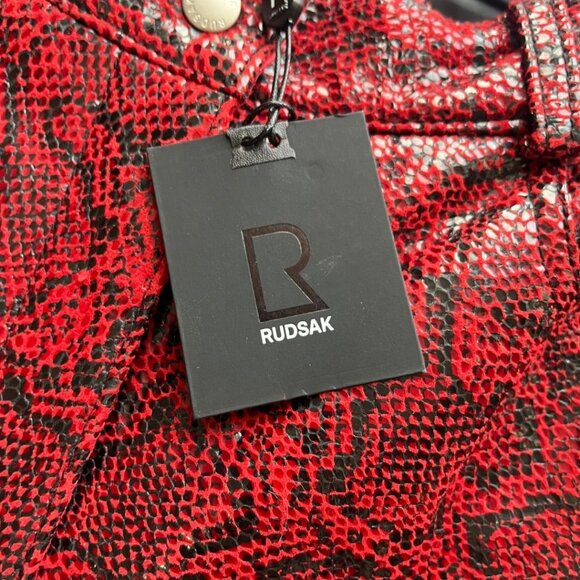 RUDSAK NEW with tag leather Red Snake Print Boot Cut Pants - Picture 5 of 10